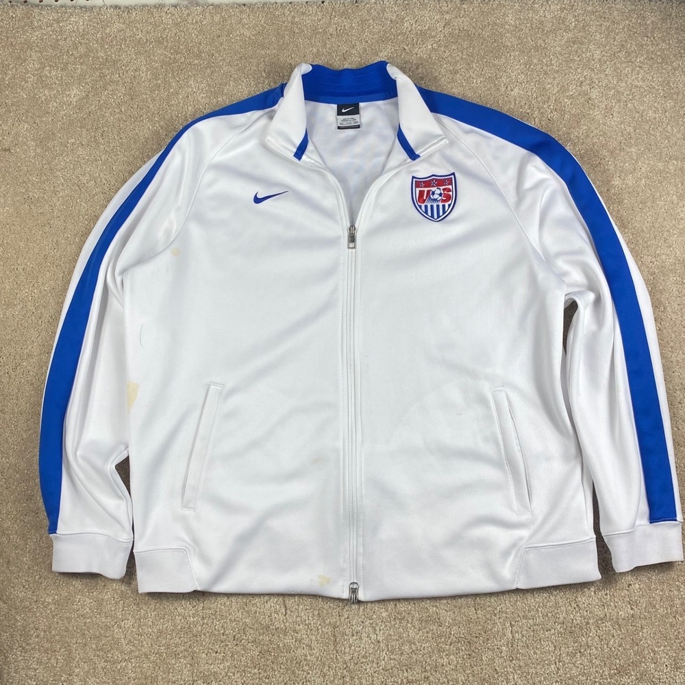 Nike US Soccer Federation Track Jacket Mens XXL White Blue 589862-100 USA Back